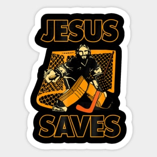 Jesus The Hockey Goalie Saves Sticker